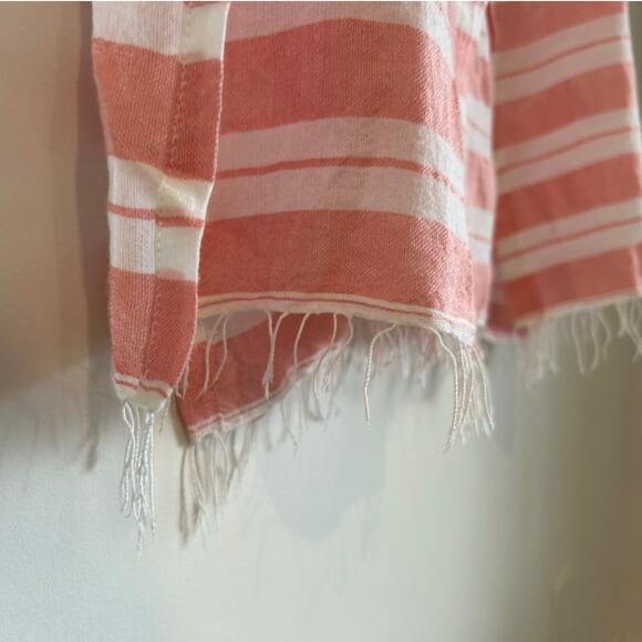 NWOT Lemlem Pink & White Striped Caftan – One Size, Snap Front, Fringe Hem - Picture 7 of 8